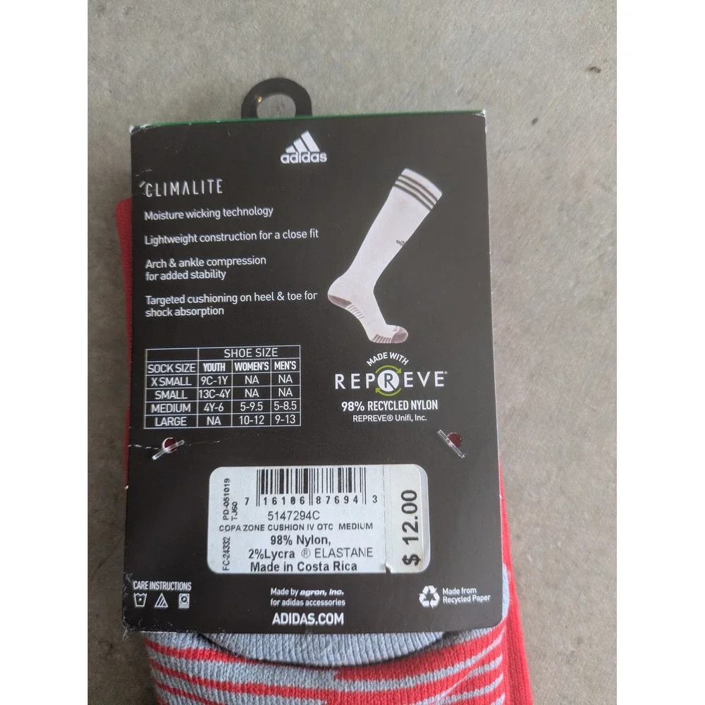 NEW Adidas Soccer Socks Men's Medium Red Copa Zone Cushion IV OTC Climalite